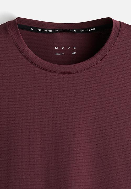 H&M - Mesh sports T-shirt with drymove™ - light burgundy