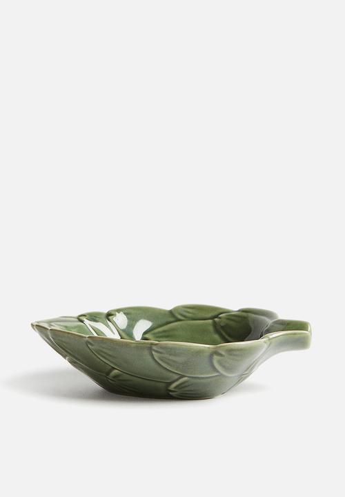 H&M - Extra-small figurative stoneware serving bowl - green/artichoke 