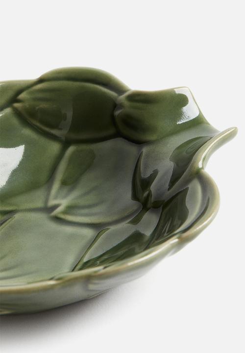 H&M - Extra-small figurative stoneware serving bowl - green/artichoke 