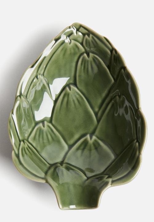 H&M - Extra-small figurative stoneware serving bowl - green/artichoke 
