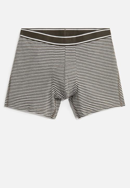 H&M - 3 pack mid trunks - khaki green striped