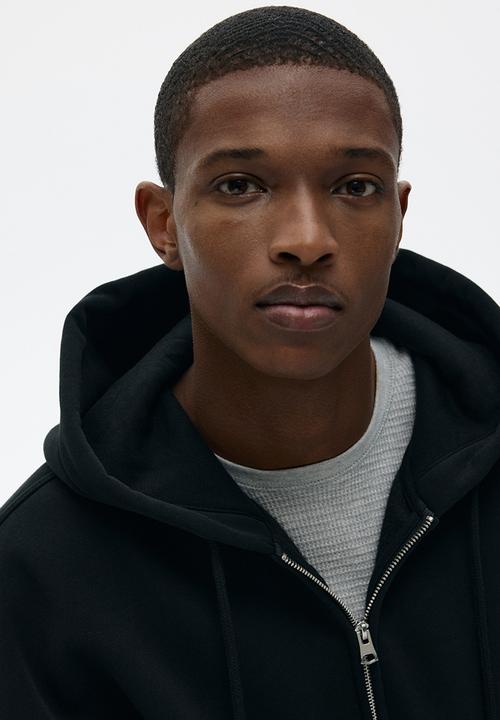 H&M - Oversized fit zip-through hoodie - black