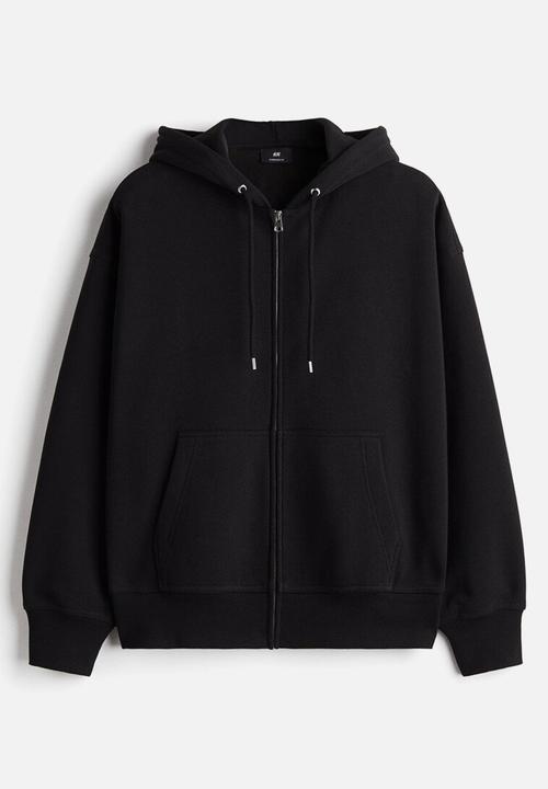 H&M - Oversized fit zip-through hoodie - black
