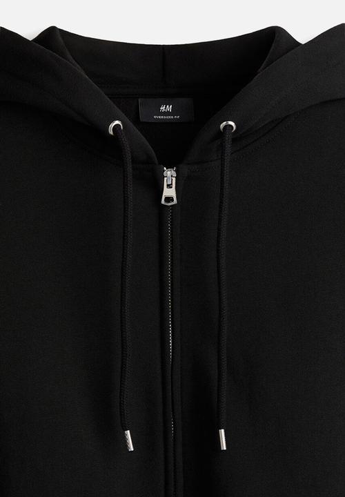 H&M - Oversized fit zip-through hoodie - black