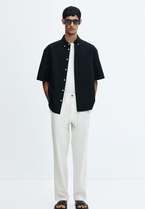 H&M - Regular fit linen-blend trousers - white