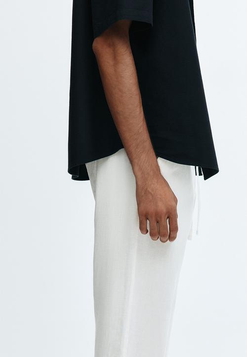H&M - Regular fit linen-blend trousers - white