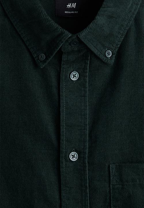 H&M - Regular fit corduroy shirt - dark forest green