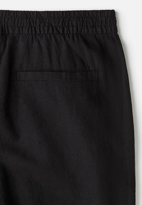 H&M - Regular fit linen-blend trousers - black