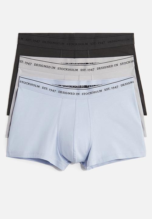 H&M - 3 pack coolmax® short trunks - light blue & dark grey