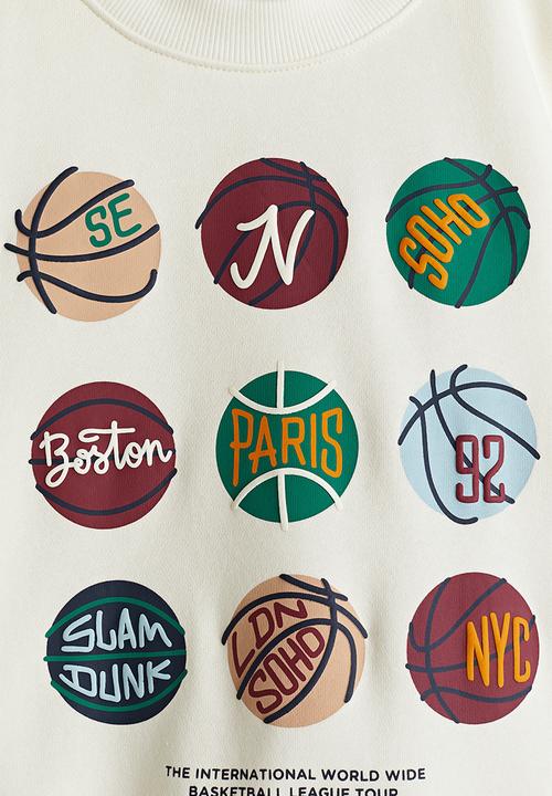 H&M - Printed sweatshirt - white/basketball league 