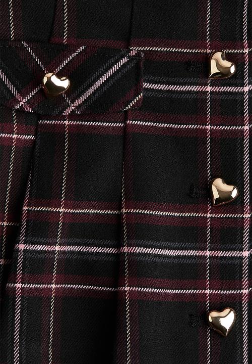 H&M - Pleated flannel skirt - black/checked