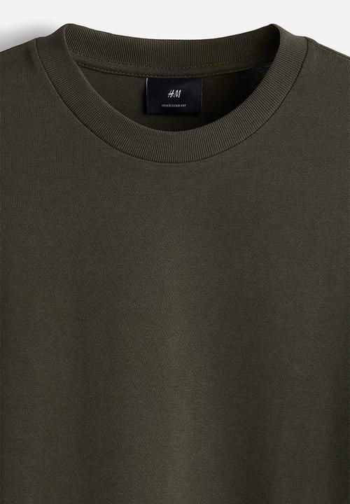 H&M - Oversized fit T-shirt - dark khaki green