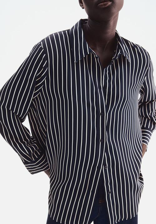 H&M - Shirt - navy blue/white