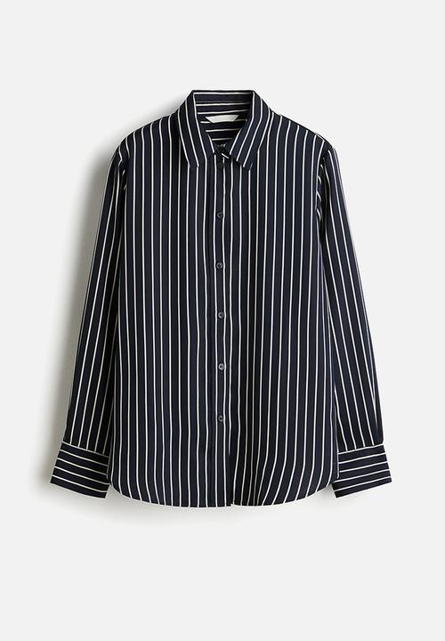 H&M - Shirt - navy blue/white