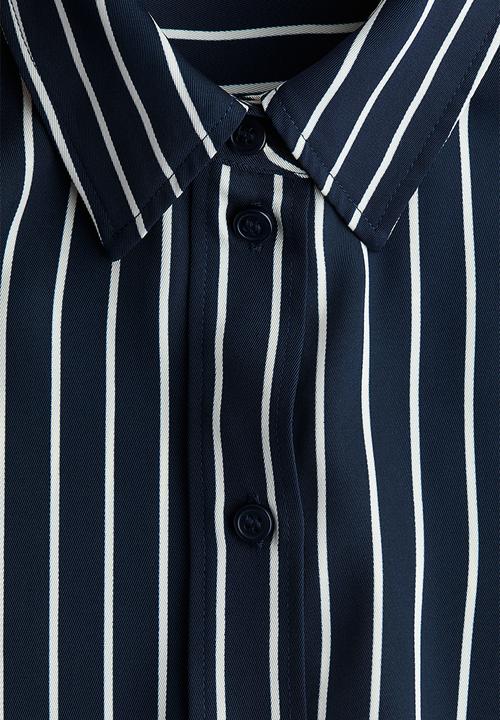H&M - Shirt - navy blue/white