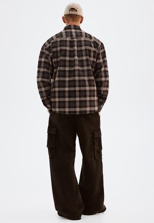H&M - Loose fit shirt - grey & brown checked