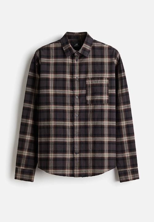 H&M - Loose fit shirt - grey & brown checked