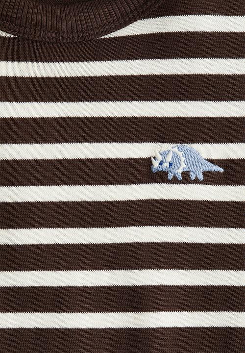 H&M - Long-sleeved cotton T-shirt -  brown/white striped 