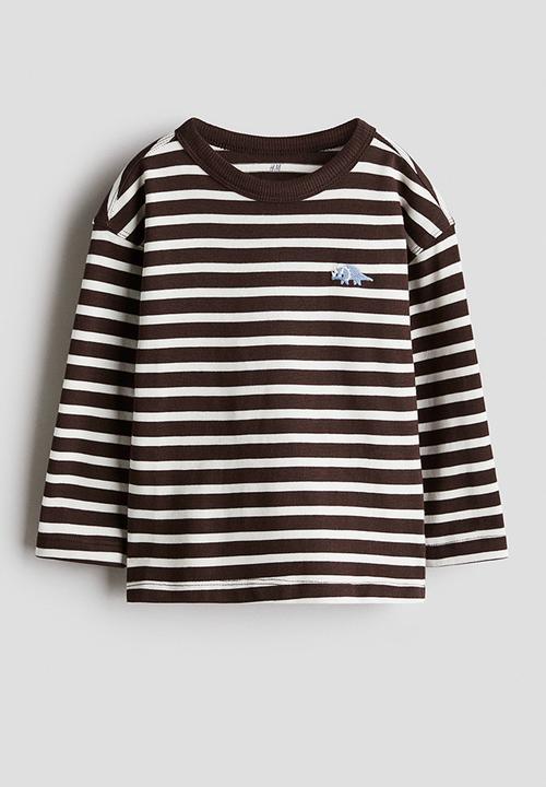 H&M - Long-sleeved cotton T-shirt -  brown/white striped 