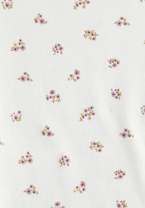H&M - Cotton jersey top - white/floral 