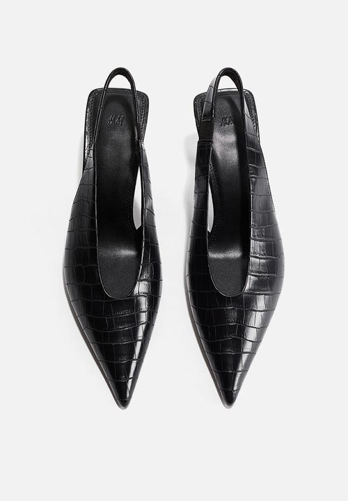 H&M - Pointed slingbacks - black crocodile pattern