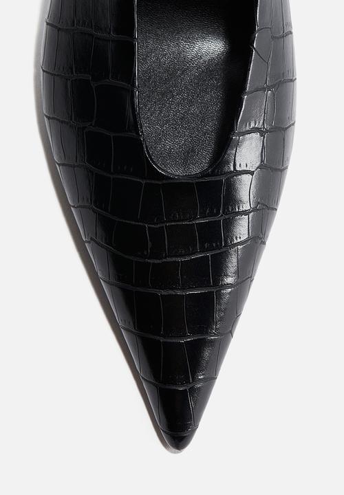 H&M - Pointed slingbacks - black crocodile pattern