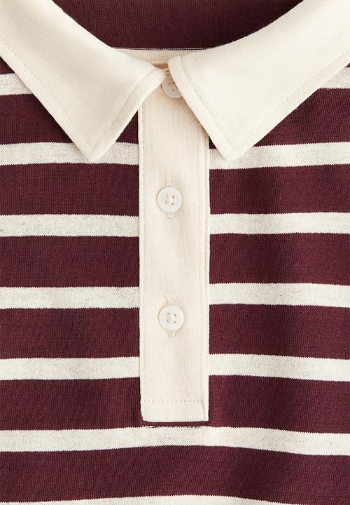 H&M - Cotton polo shirt - burgundy striped