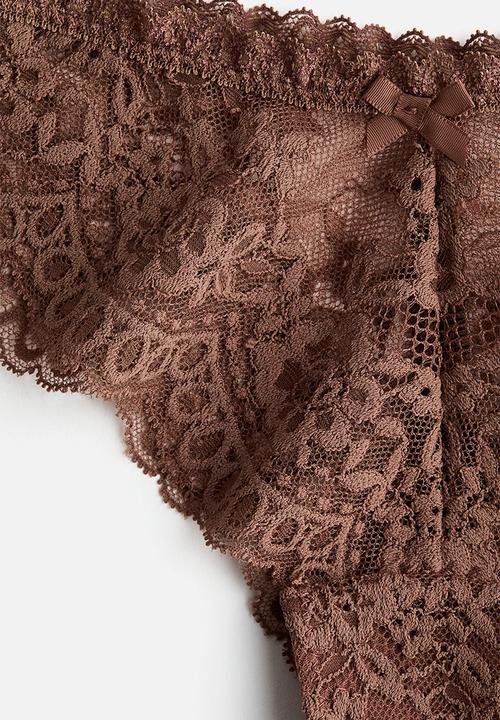 H&M - 2-Pack lace brazilian briefs - brown