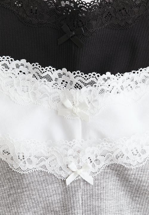 H&M - 3-Pack cotton and lace hipster briefs - grey