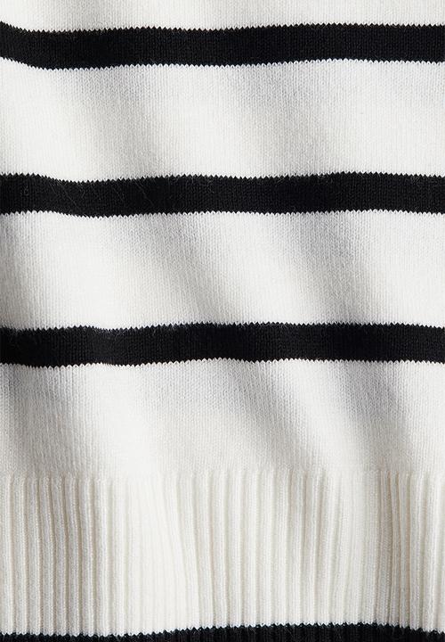 H&M - Fine-knit t-shirt - white striped 