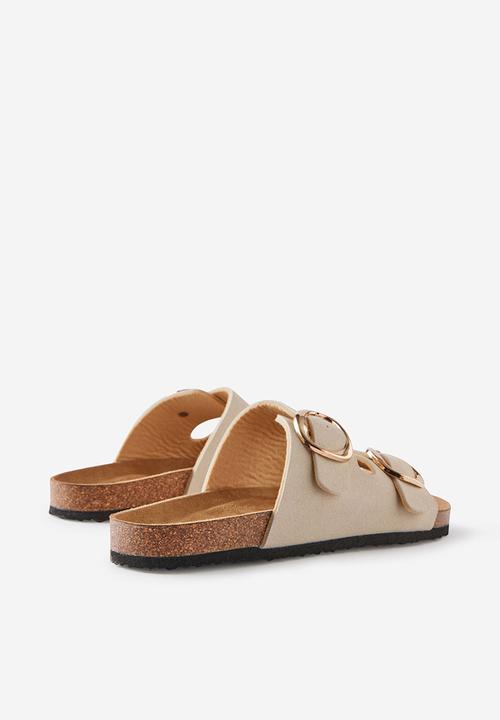 Cotton On - Rex double buckle slide - stone