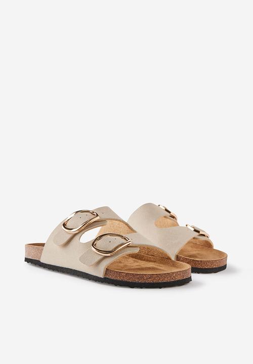 Cotton On - Rex double buckle slide - stone