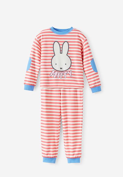 Cotton On - Snoozesoft Long Sleeve Pj Set License -Lcn Mif Coral Red Stripe/Miffy Face