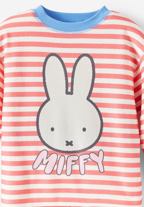 Cotton On - Snoozesoft Long Sleeve Pj Set License -Lcn Mif Coral Red Stripe/Miffy Face