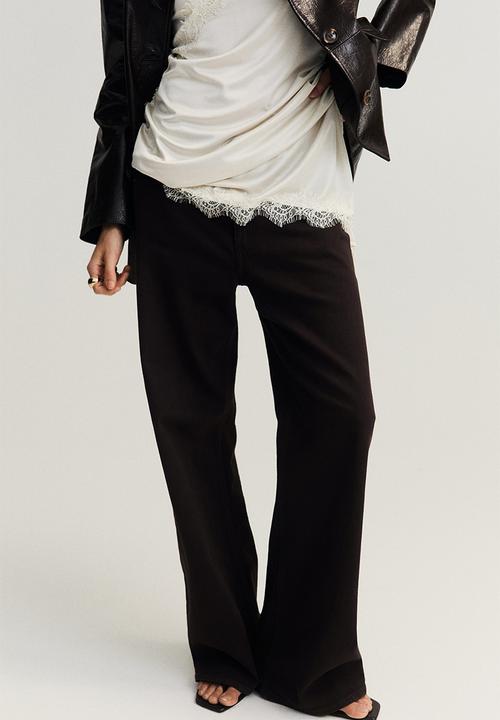H&M - Wide high waist jeans - dark brown
