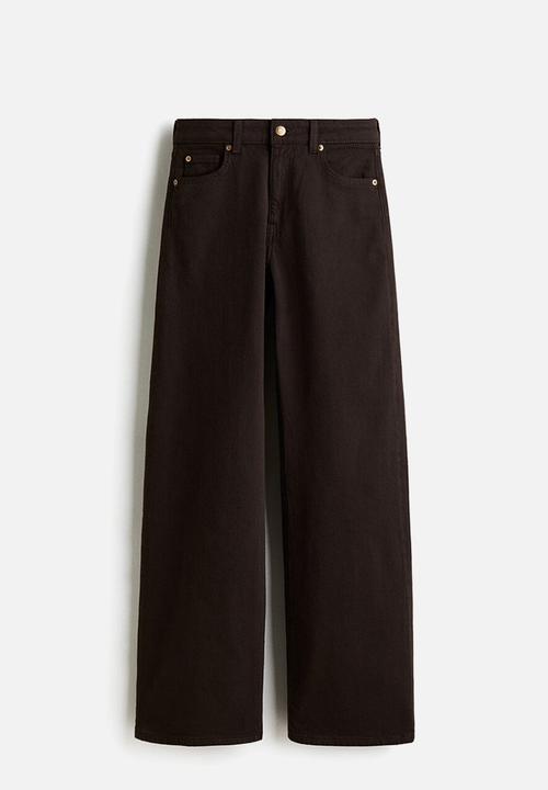 H&M - Wide high waist jeans - dark brown