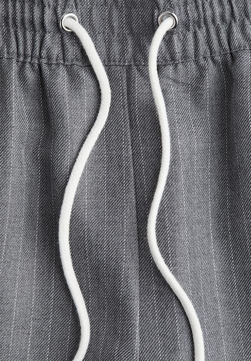 H&M - Wide drawstring trousers - grey pinstriped