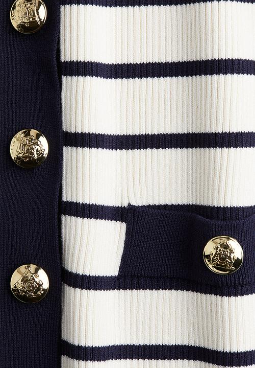 H&M - Short-sleeved cardigan - white/striped