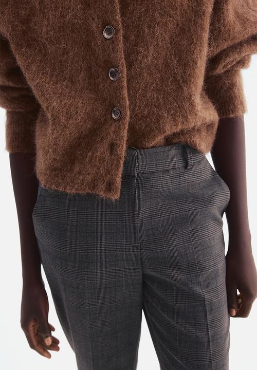 H&M - Cigarette trousers - dark grey/checked 