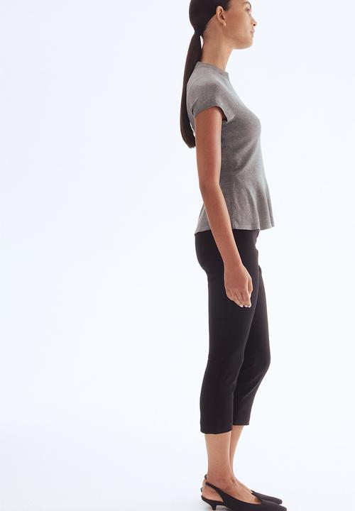 H&M - Fine-knit peplum top - grey marl