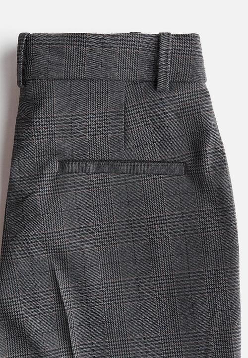 H&M - Cigarette trousers - dark grey/checked 