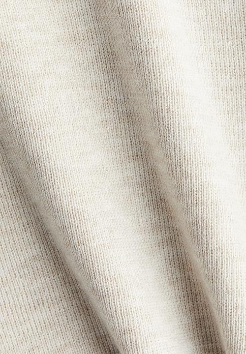 H&M - Wide fine-knit trousers - light beige marl