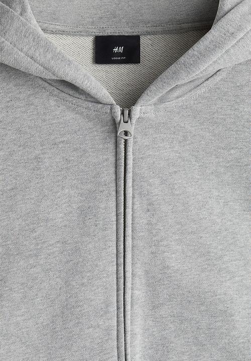 H&M - Loose fit boxy-style zip-through hoodie - grey