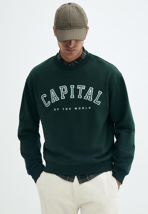 Loose fit sweatshirt - forest green/capital - 1300653001