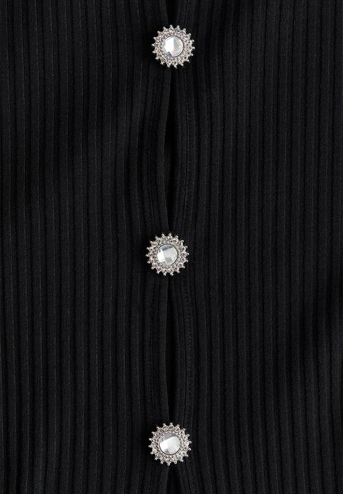 H&M - Button-detail top - black