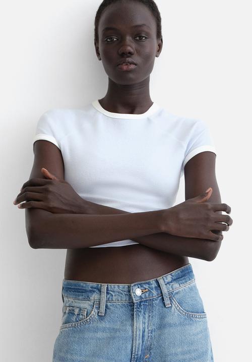 Cropped t-shirt - light blue - 1297870001