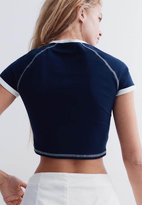 H&M - Cropped t-shirt - navy blue