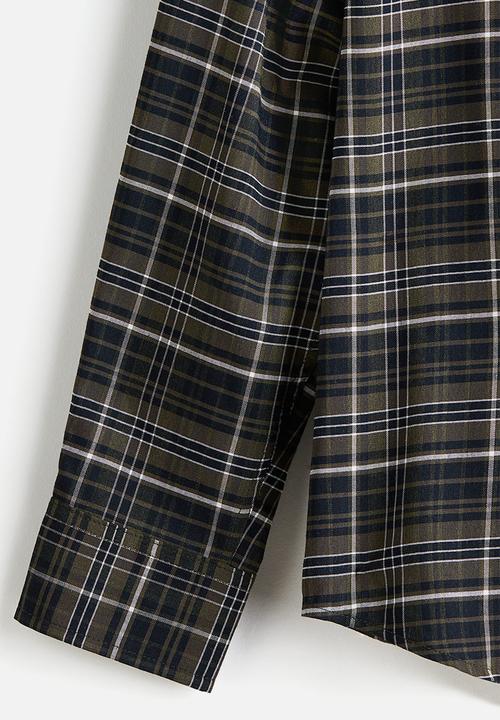 H&M - Relaxed fit shirt - khaki green/checked 