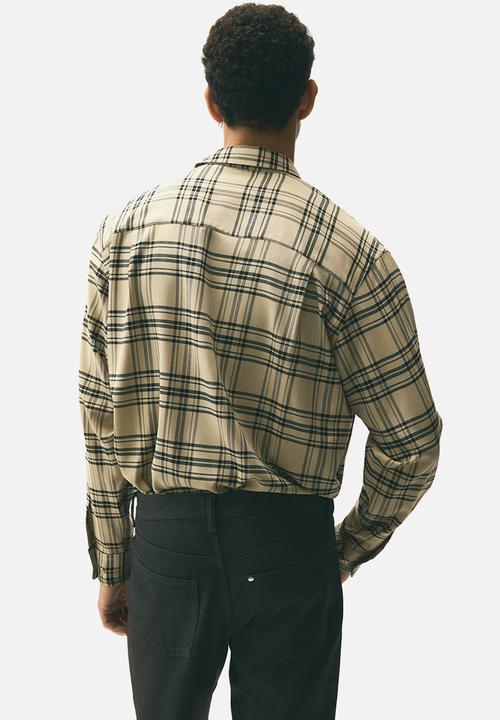 H&M - Relaxed fit shirt -  beige/black checked 