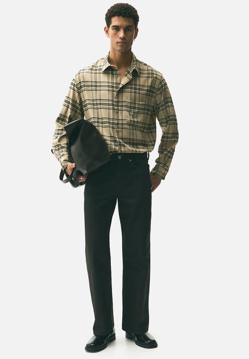 H&M - Relaxed fit shirt -  beige/black checked 